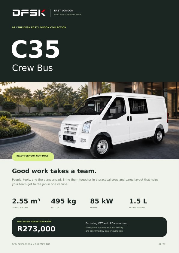 DFSK East London C35 Crew Bus brochure cover